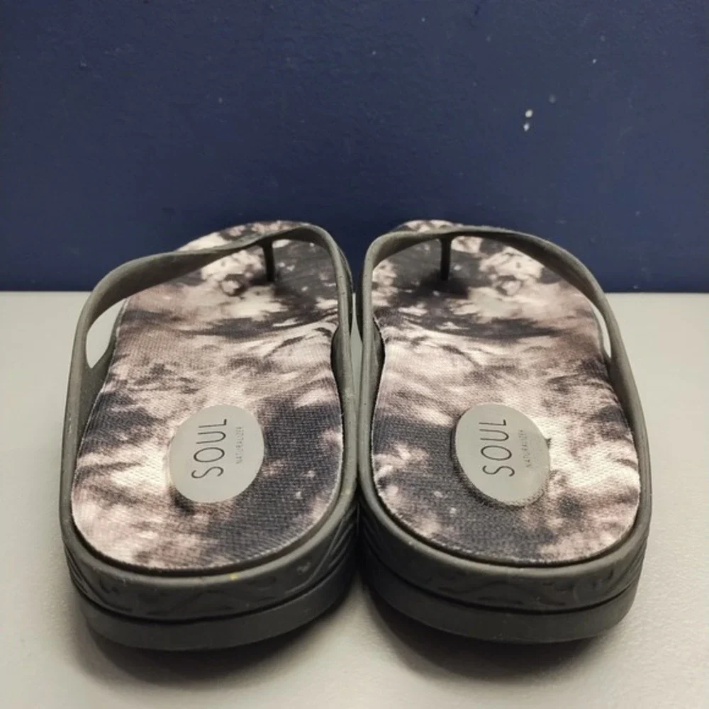 Soul‎ Naturalizer Flip Flop Sandals Mens US Size 12 Black White Printed Slip On